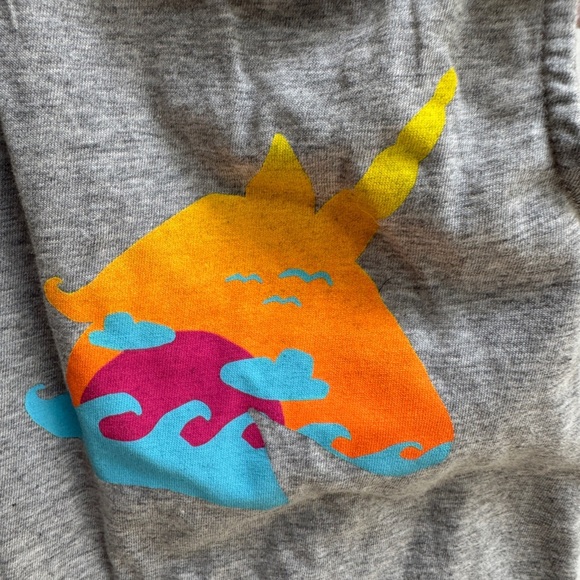 NWOT Okie Dokie 3T Girls Gray and Orange Unicorn Sunset Ocean Tank Top Shirt - Picture 2 of 5